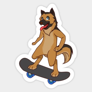 Cartoon shepherd dog riding skateboard Sticker
